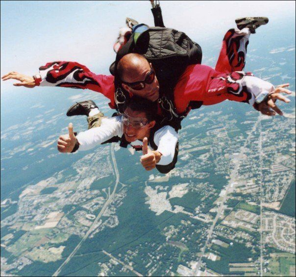 That's me after I was pushed out of an airplane.