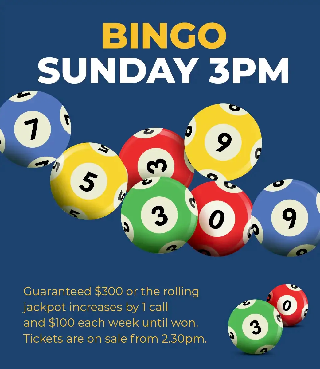 Join us at the Swan Hill RSL for Bingo every Sunday at 3pm.  
