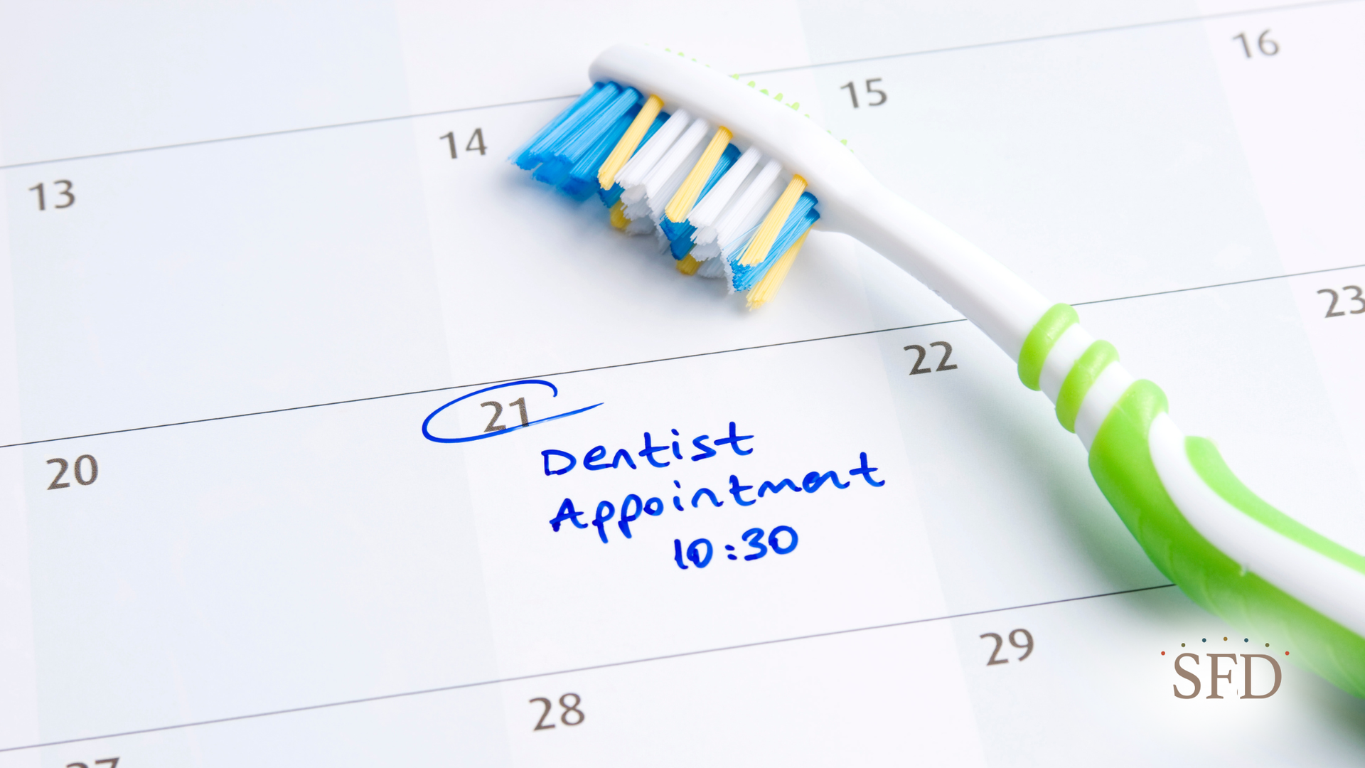 Toothbrush on a calendar marked with