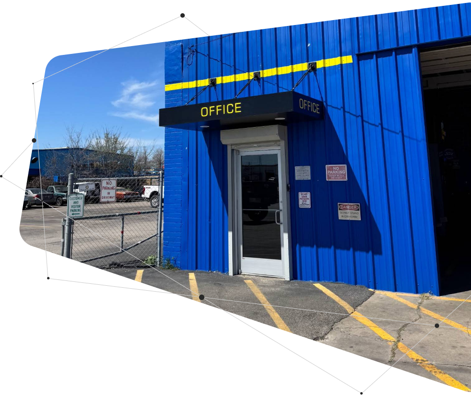 Blue building with