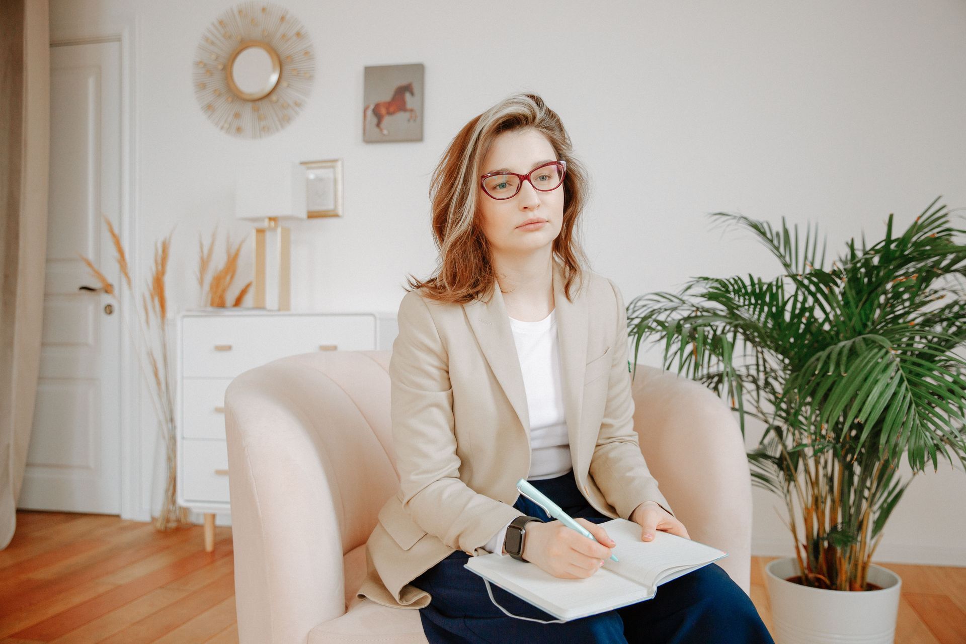 Therapist in a therapy office