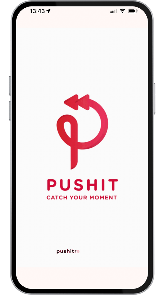 Een mobiele telefoon met een pushit-app erop.