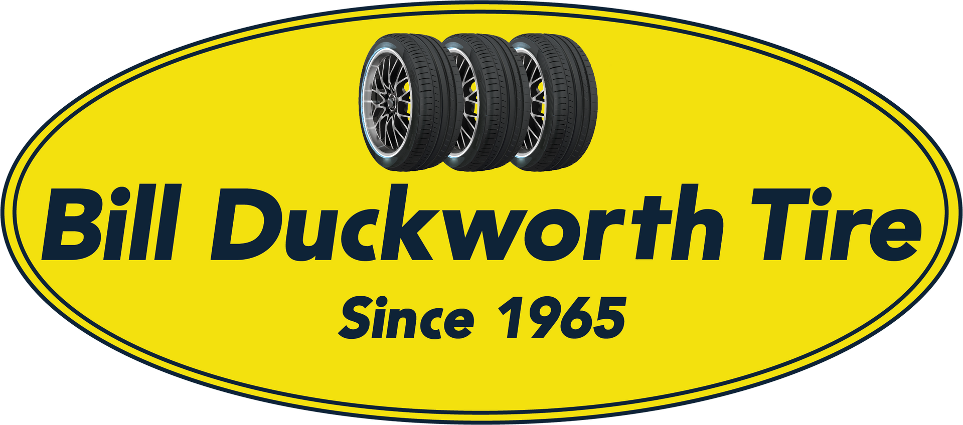 Bill Duckworth Tire logo with yellow oval, three tires, and &ldquo;Since 1965&rdquo; text