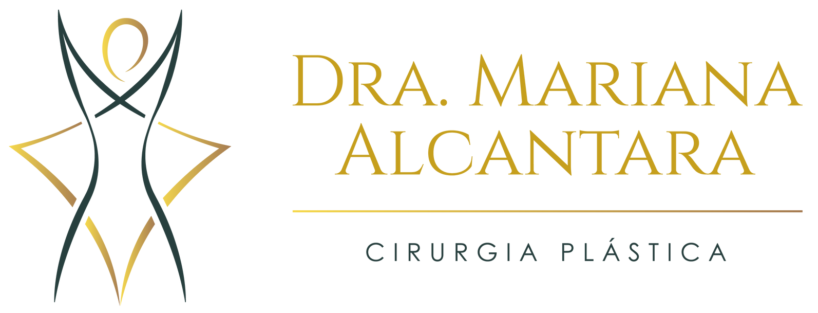 Logo for Dra. Mariana Alcantara Cirurgia Plástica in gold and gray on white background