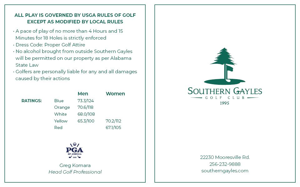 A brochure for the southern gayles golf club