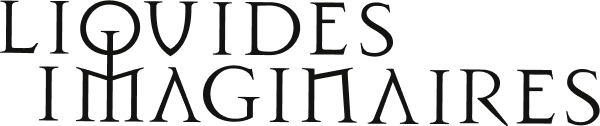 Logo in bianco e nero di “Liquides Imaginaires” con testo stilizzato