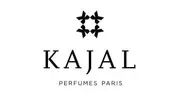 Logo di Kajal Perfumes Paris con testo nero ed emblema a forma di stella su sfondo bianco.