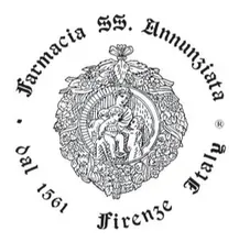 Farmacia S.S. Annunziata Firenze 1561 emblem logo in black and white