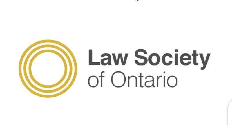 Law Society of Ontario logo with gold concentric circles and gray text on white background