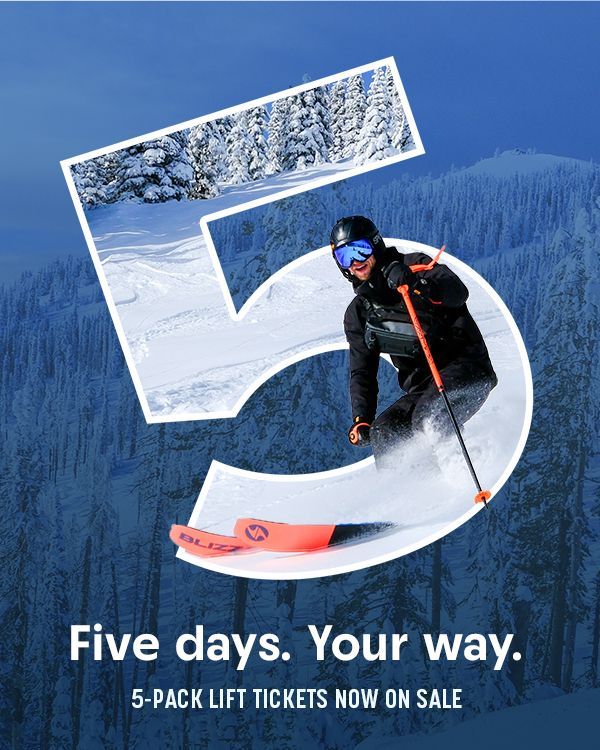 Two skiers on a chairlift over snowy trees with text: “Get paid to love winter.”