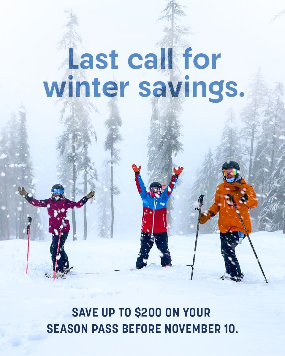 Snowboarder airborne over snowy mountains with text: “Summer prices. Winter fun.”