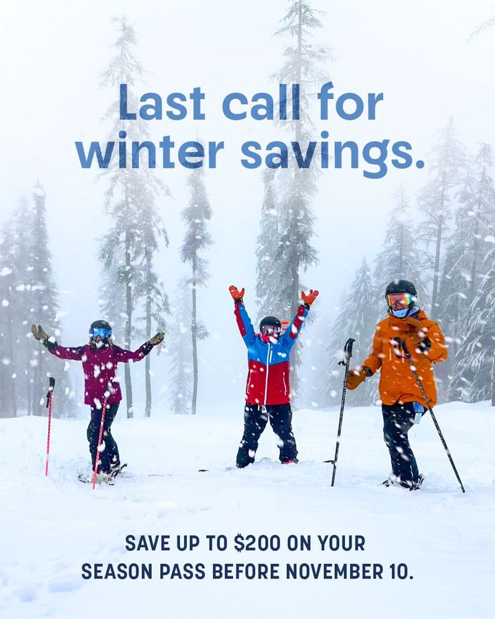 Snowboarder airborne over snowy mountains with text: “Summer prices. Winter fun.”