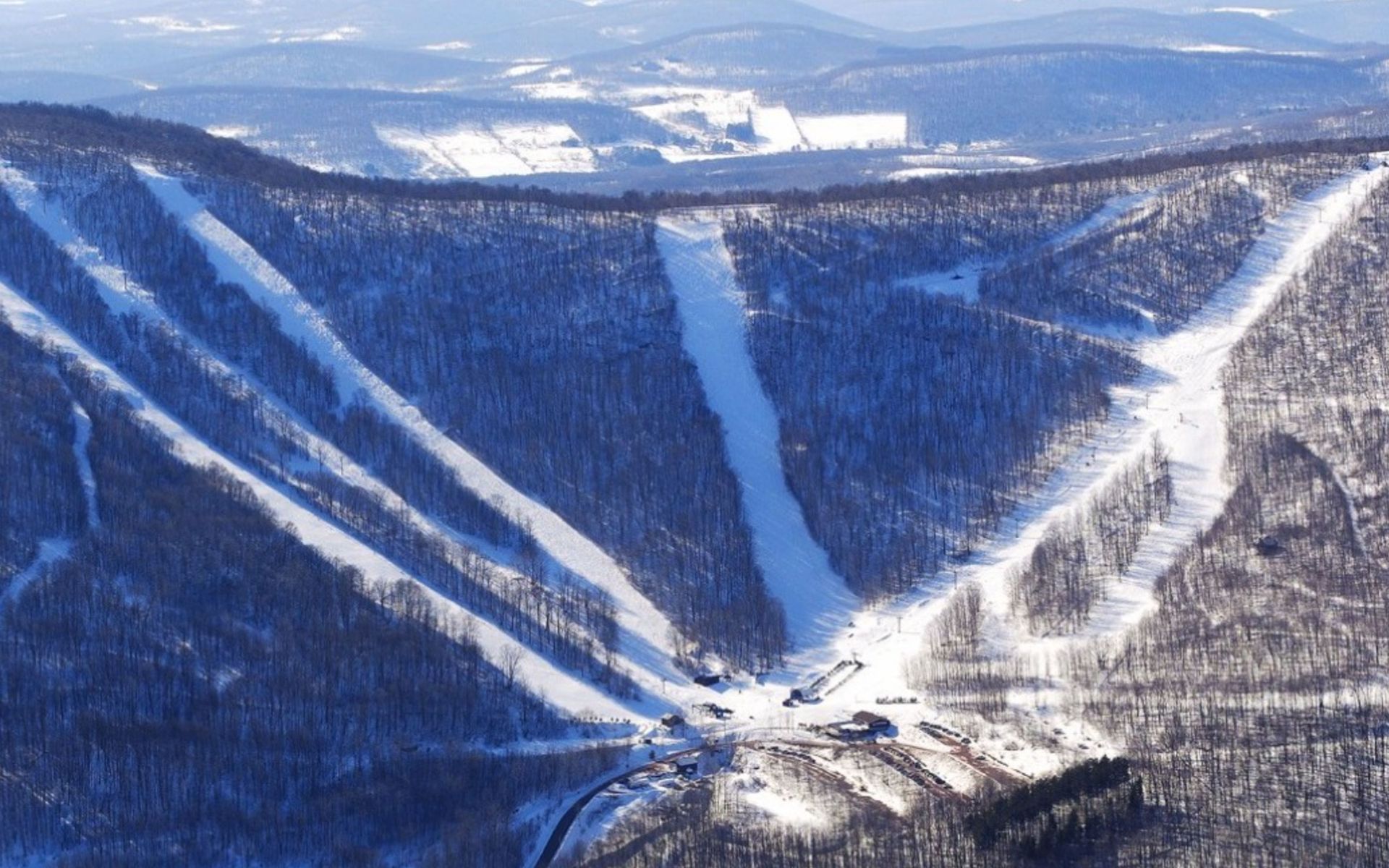 An aerial view of Platekill Mountain