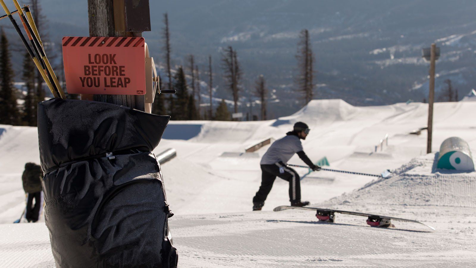 A photo of a staff member working in Mt. Spokane Terrain Park