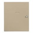 Tan, rectangular metal panel with a small handle cutout and a key lock.