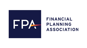 The logo for the financial planning association is blue and white.
