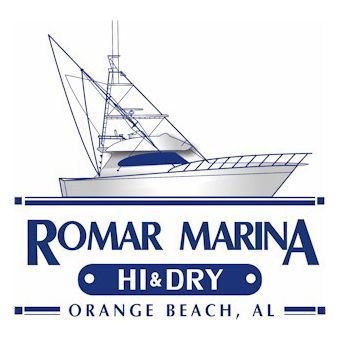 The logo for romar marina hi & dry orange beach , al