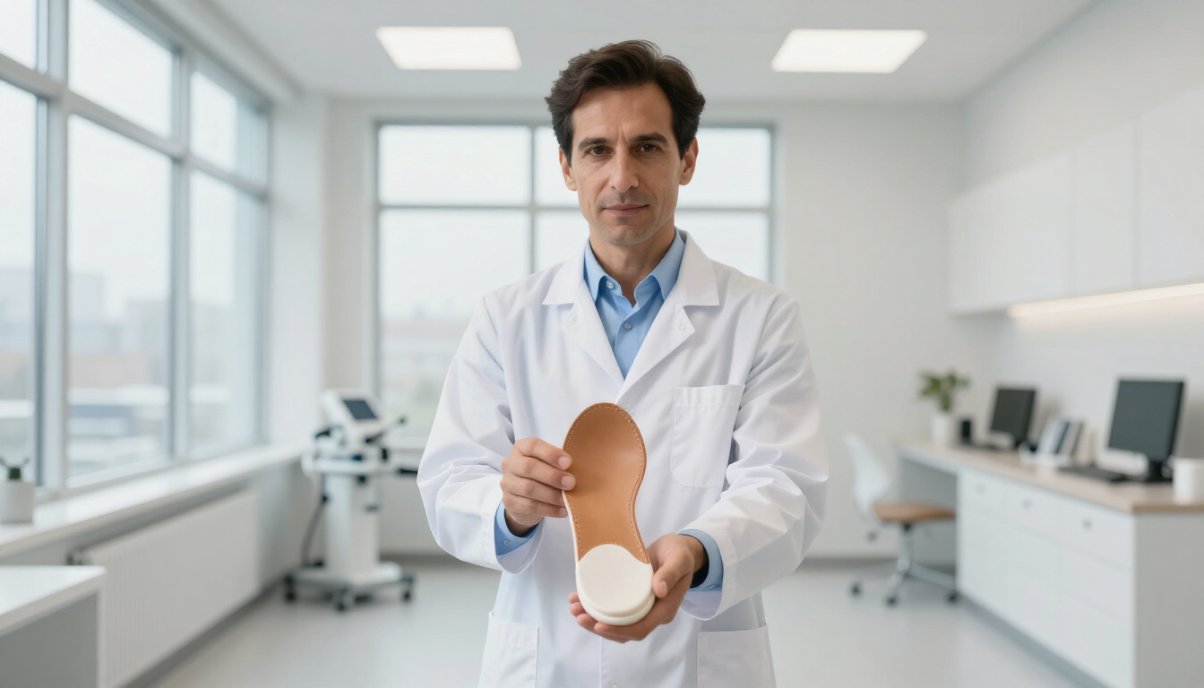 Doctor holding a custom orthotic shoe insert