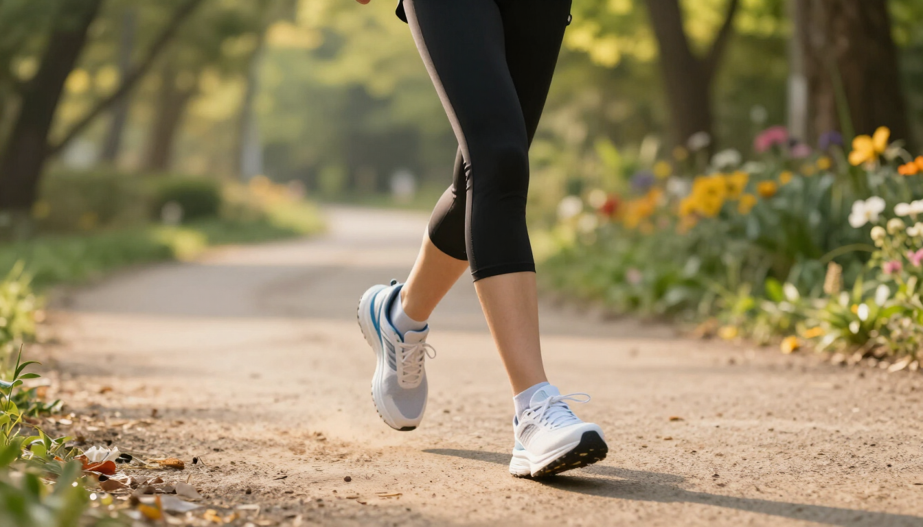 Person running comfortably on a scenic trail
