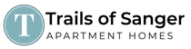 Trails of Sanger Apartment Homes logo with a teal circle containing a white "T".