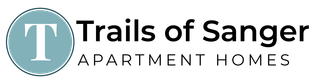 Trails of Sanger Apartment Homes logo with a teal circle containing a white "T".