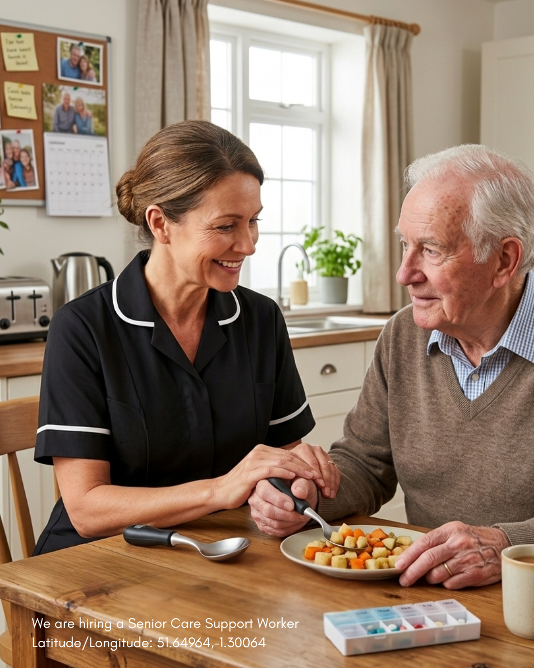Support worker providing home care to an older woman in her own home