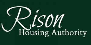 Rison Housing Authority logo in white script and text on a dark green background