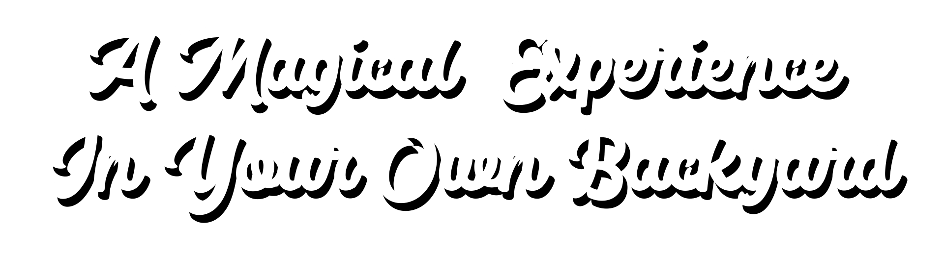 a black and white text that says a magical experience in your own backyard