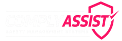ASSIST logo in pink with a shield outline and faint gray text in the background