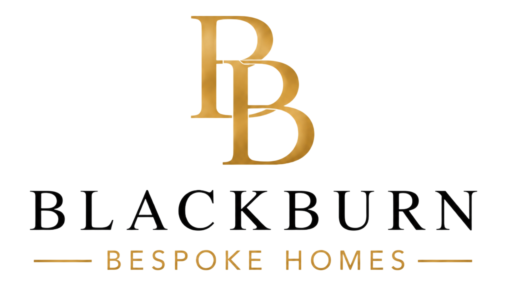 Blackburn Bespoke Homes logo in black and gold with intertwined PB monogram