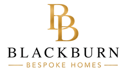 Blackburn Bespoke Homes logo in black and gold with intertwined PB monogram