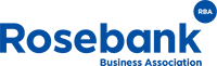 Rosebank Business Association logo in blue text with a small blue circle reading RBA.