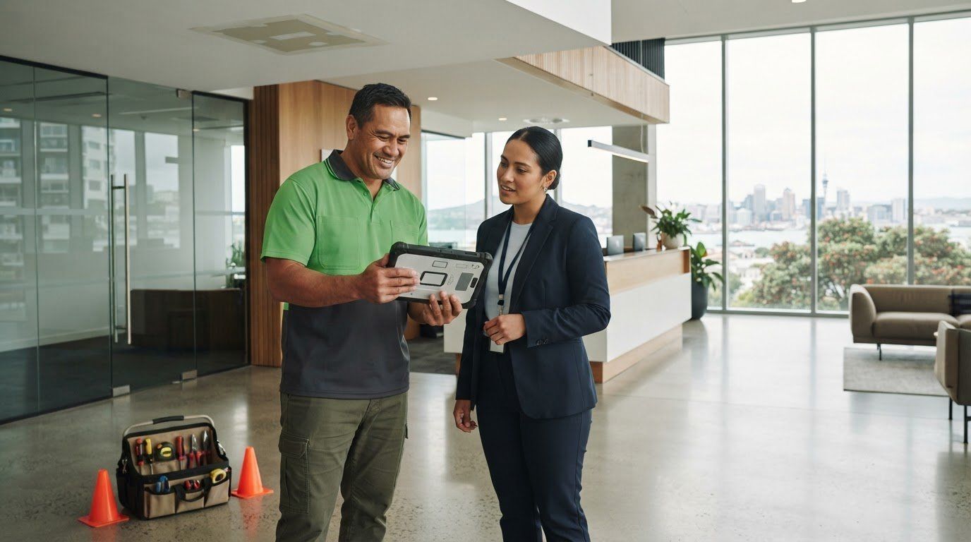 Onboarding site visit for office cleaning