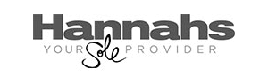 Hannahs logo with the words “Your sole provider” in black and gray text