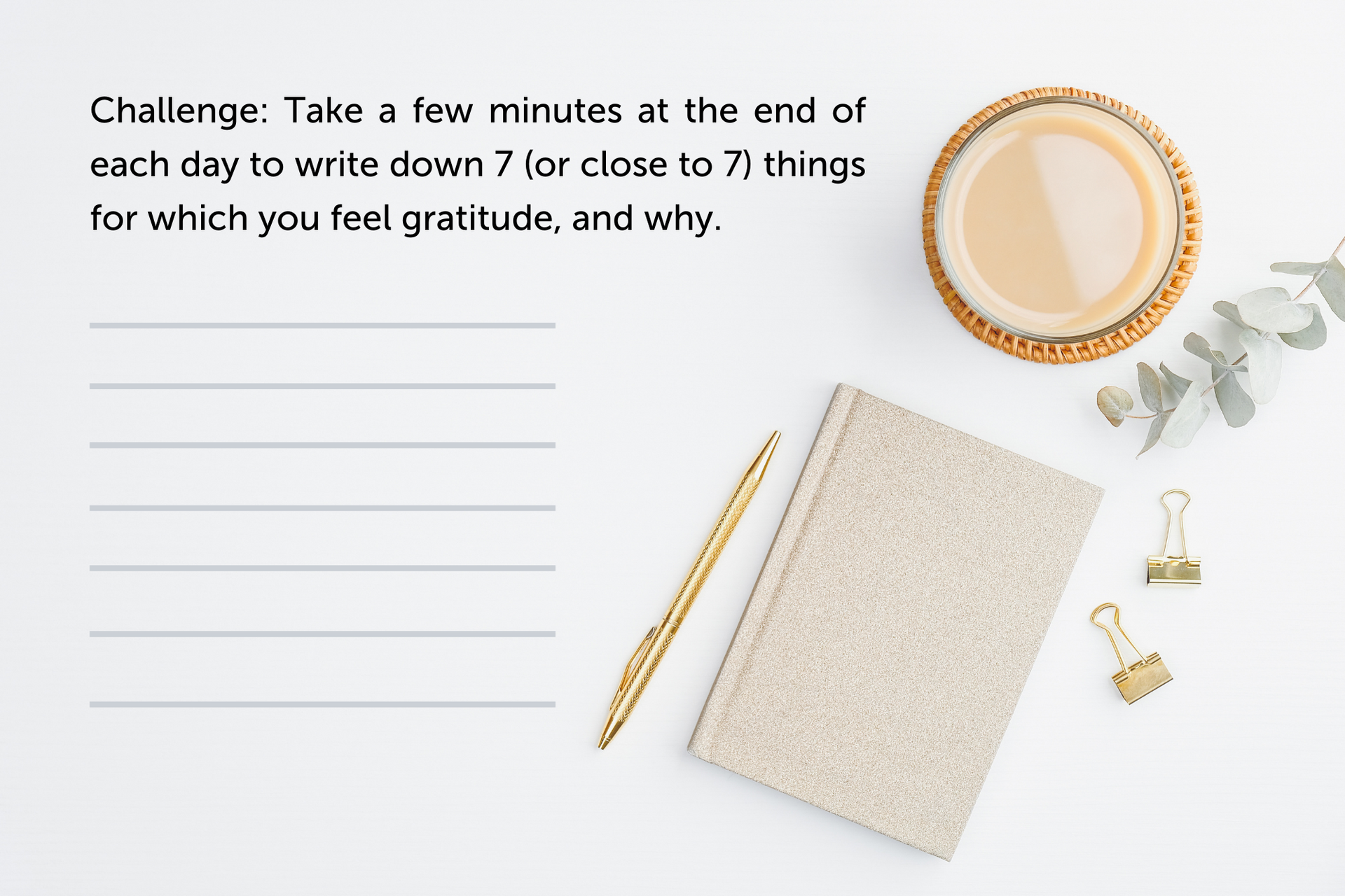 Gratitude Journal Challenge: Write down 7 things I am grateful for  each day