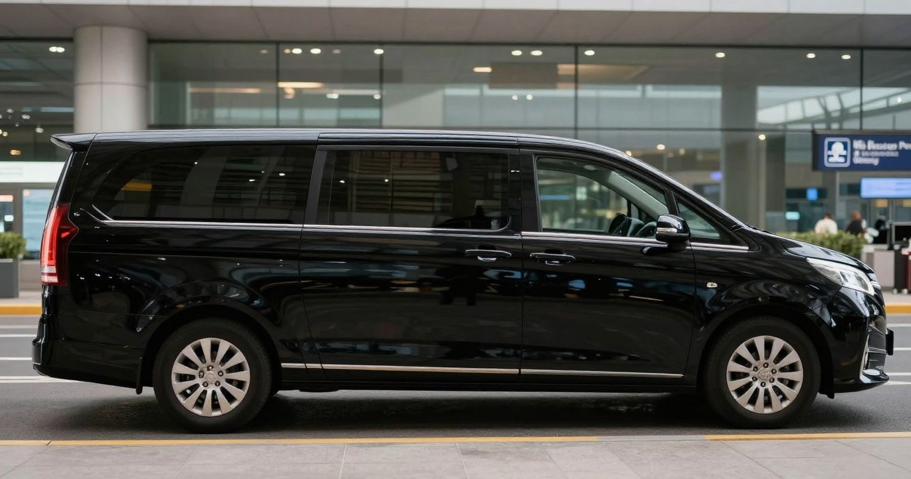 airport pickup limousine waiting at terminal entrance