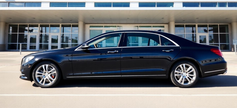 black sedan at Newark Airport entrance