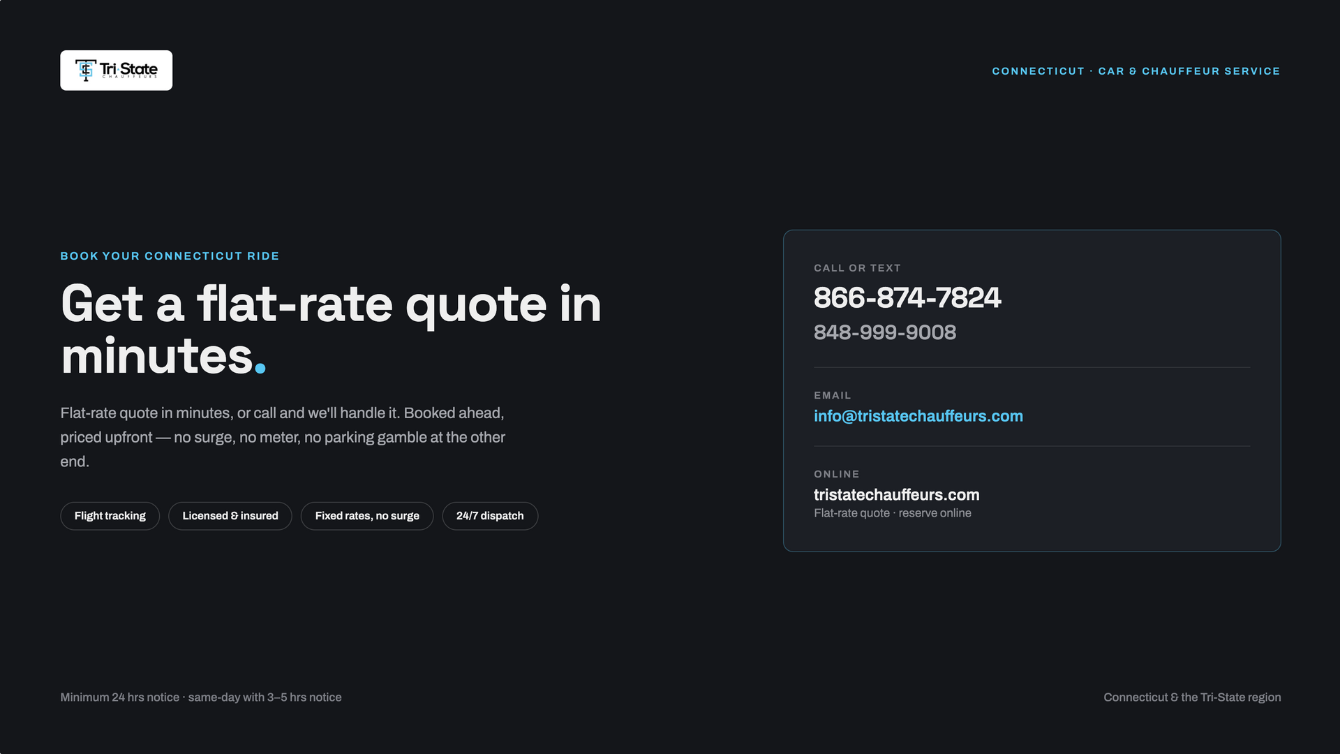 Book Connecticut Car Service with Tri-State Chauffeurs