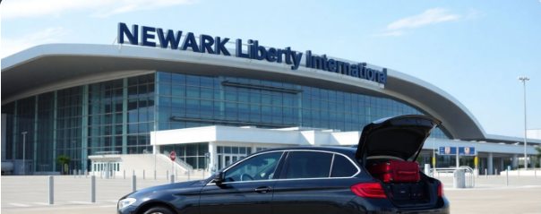 Car arriving at Newark Airport with Luggage