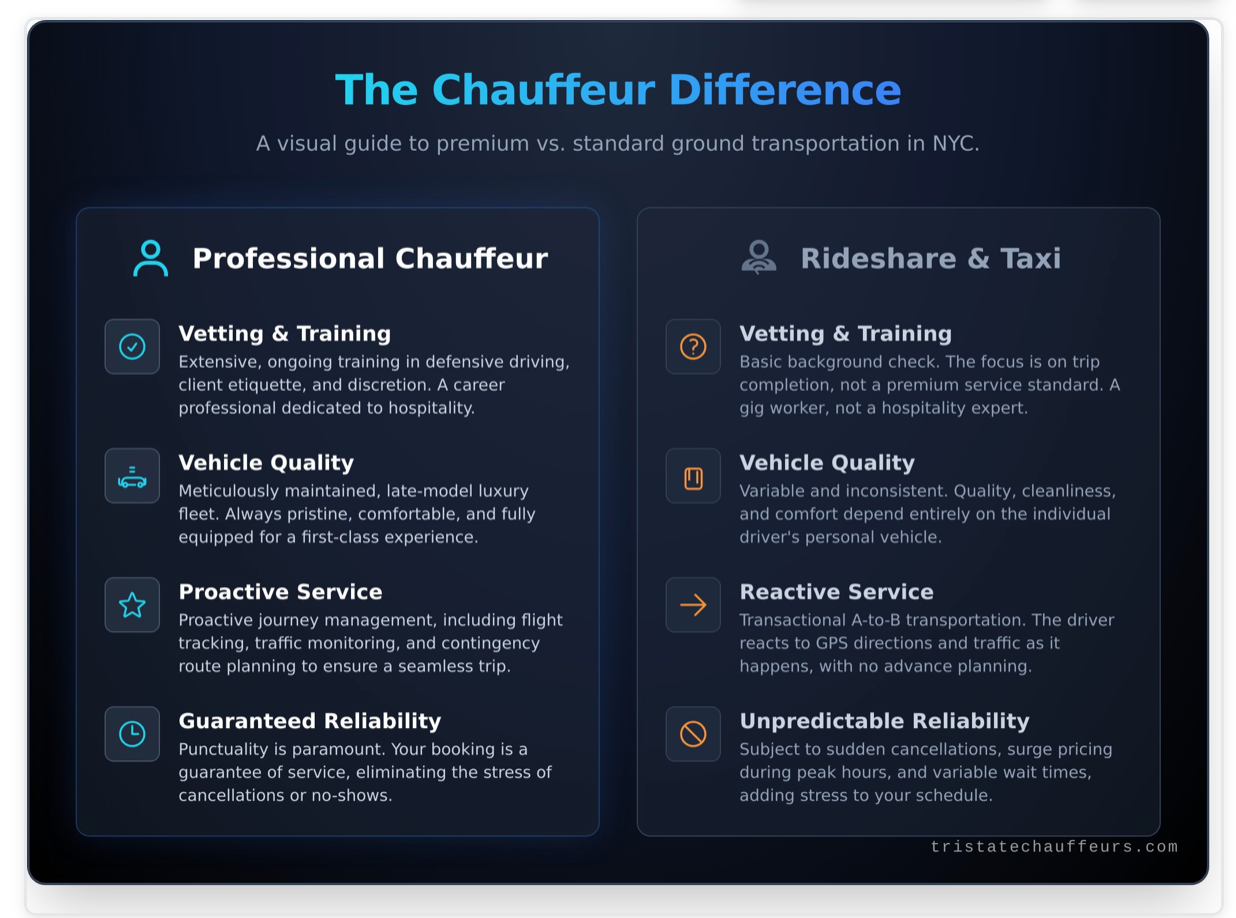 Chauffeurs difference between taxi and ride-share