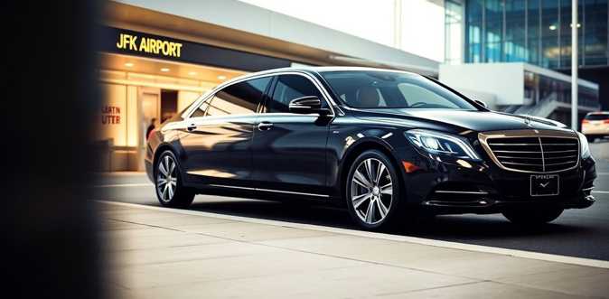 luxurious car arriving at JFK airport