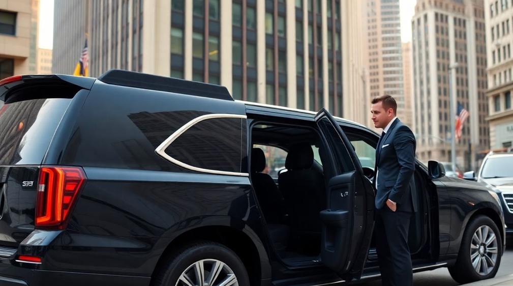 luxury SUV in New York City with chauffeur