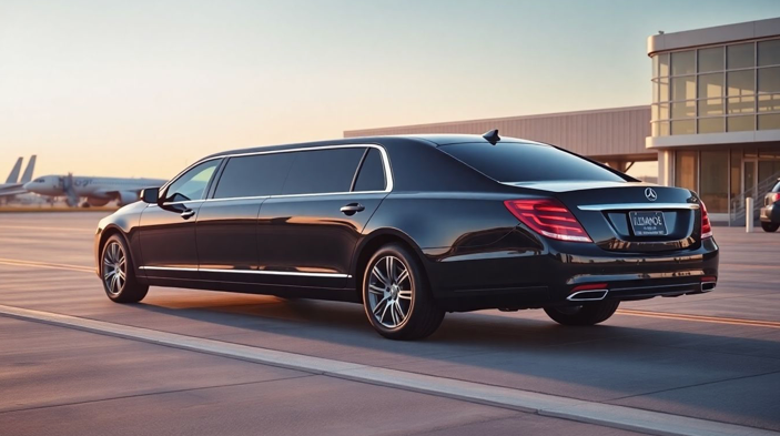 luxury airport limousine waiting at the curb