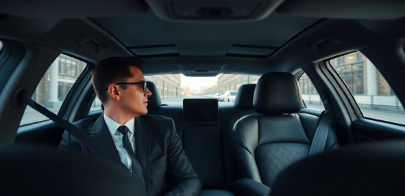 luxury car interior with driver