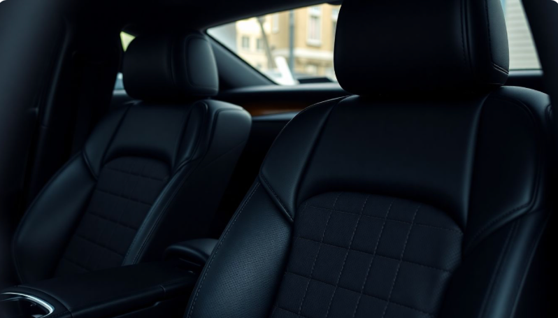 Luxury+car+interior+with+comfortable+leather+seats