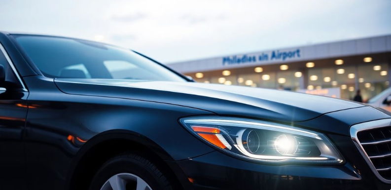 luxury chauffeur service sedan at Philadelphia airport