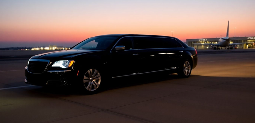 luxury limousine at Newark Airport tarmac