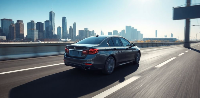 luxury sedan arriving at JFK Airport