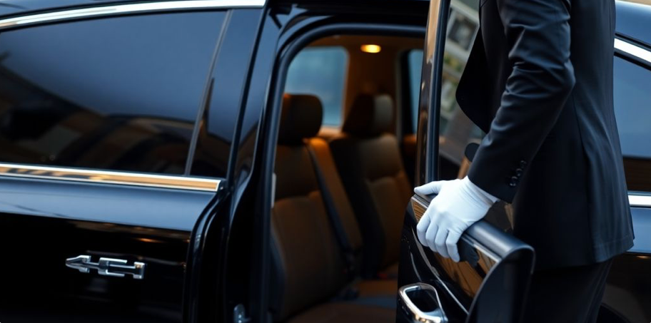 luxury sedan interior with elegant chauffeur