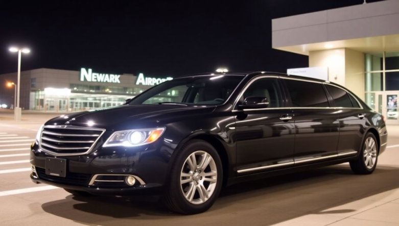 Newark Airport town car curbside awaiting passenger pickup